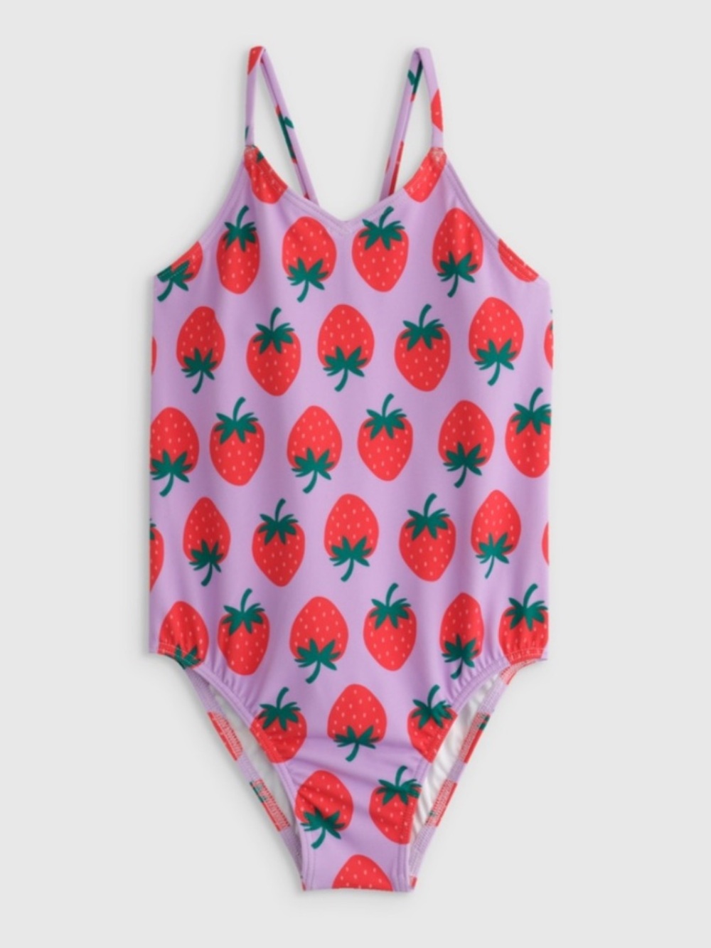 NWT QUINCE One Piece Swimsuit Kid Girl 4T  Strawberry 7852